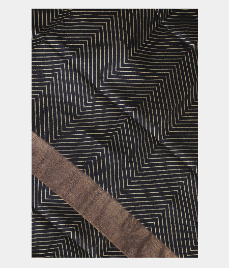 Navy Blue Printed Raw Silk Saree T231525-image
