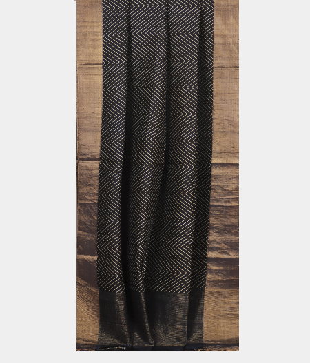 Navy Blue Printed Raw Silk Saree T2315252