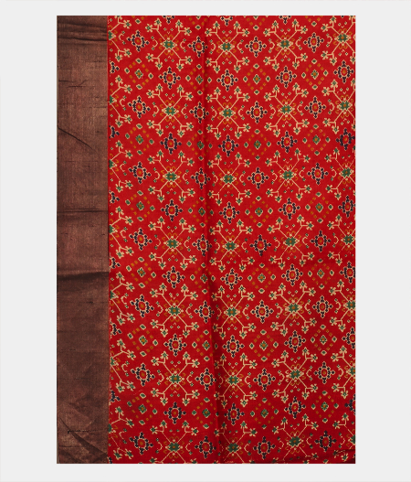 Red Printed Raw Silk Saree T2315553