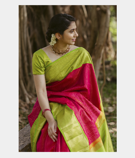 Pinkish Red Handwoven Kanjivaram Silk Saree T211976-image