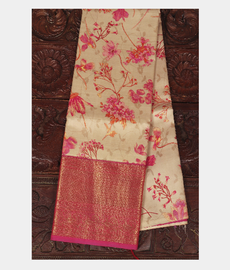 Beige Handwoven Kanjivaram Silk Pavadai T189673-image