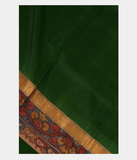 Green Handpainted Kalamkari Soft Silk Saree T229073-image