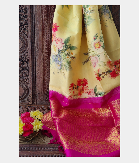 Light Yellow Kanjivaram Silk Dupatta T228862-image
