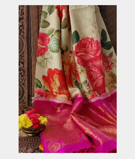Cream Kanjivaram Silk Dupatta T228865-image