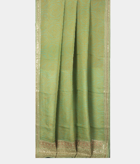 Greenish Blue Kora Organza Printed Saree T2319342