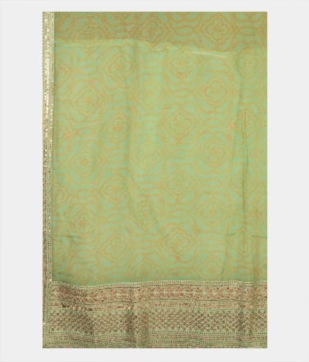 Greenish Blue Kora Organza Printed Saree T2319344