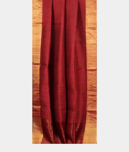 Red Printed Raw Silk Saree T2315202