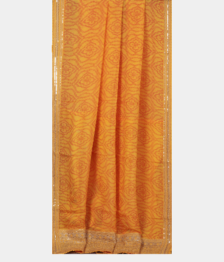 Yellow Kora Organza Printed Saree T2319422