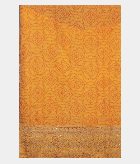 Yellow Kora Organza Printed Saree T2319424