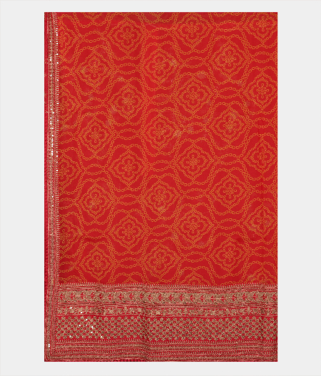 Reddish Orange  Kora Organza Printed Saree T2319304