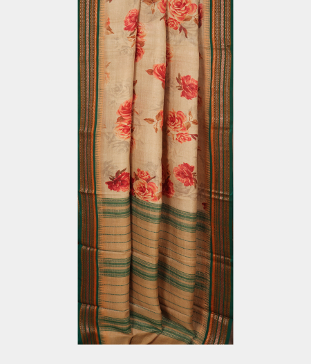 Beige Vidarbha Tussar Saree T2160512