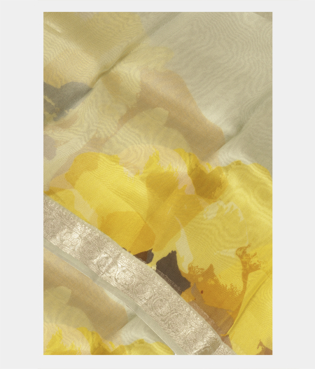 Grey Kora Organza Printed Saree T232646-image