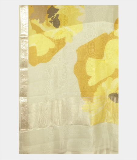 Grey Kora Organza Printed Saree T2326464