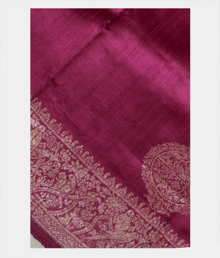 Burgundy Banaras Tussar Saree T232863-image
