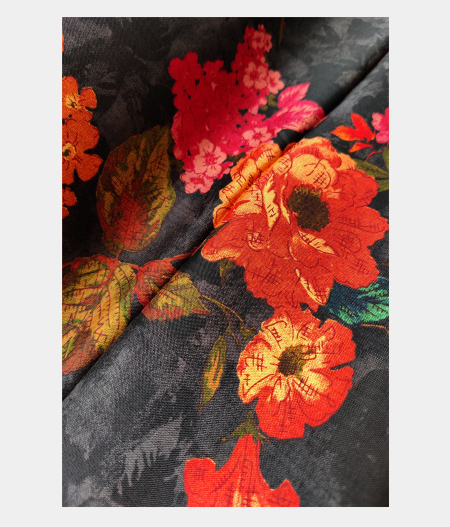 Black Printed Kanjivaram Silk Pavadai T1808652