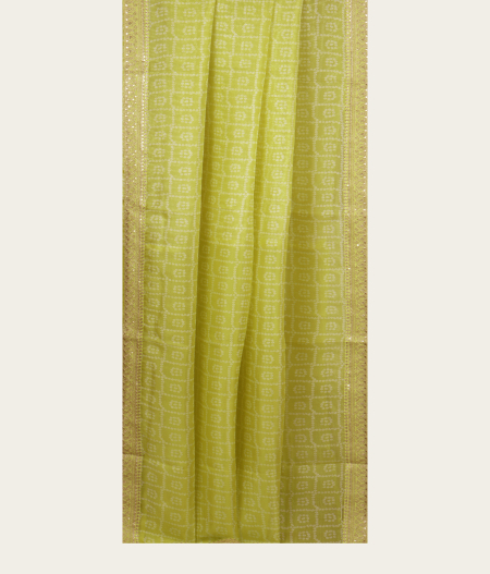 Green Kora Organza Printed Saree T2294802