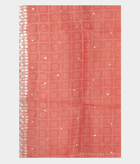 Peach Kora Organza Printed Saree T2276253