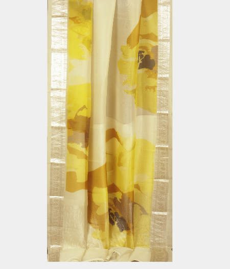 Off White Kora Organza Printed Saree T2326403