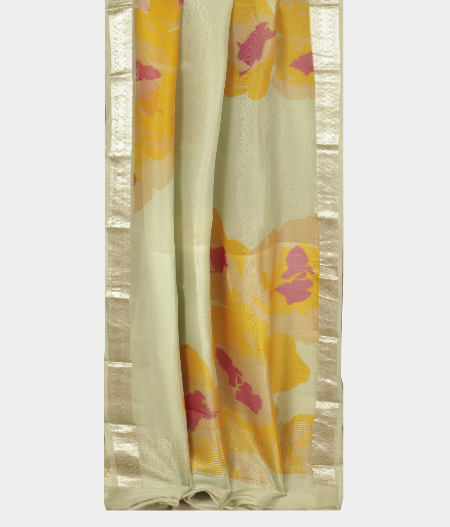 Grey Kora Organza Printed Saree  T2326452