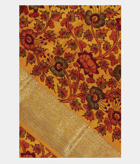 Yellow kanjivaram Handpainted Kalamkari SareeT229549-image