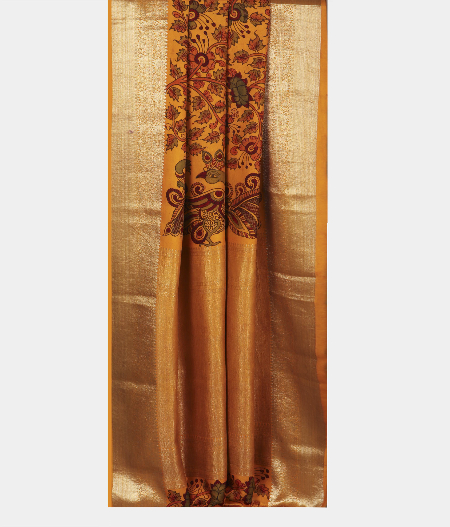 Yellow kanjivaram Handpainted Kalamkari SareeT2295492