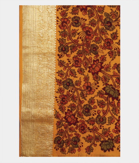 Yellow kanjivaram Handpainted Kalamkari SareeT2295493
