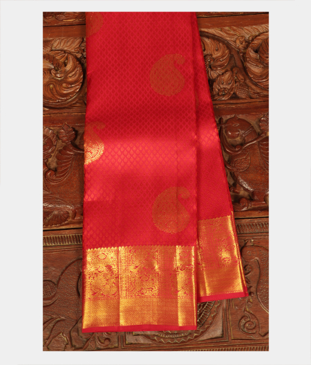 Red Handwoven Kanjivaram Silk Saree T230625-image