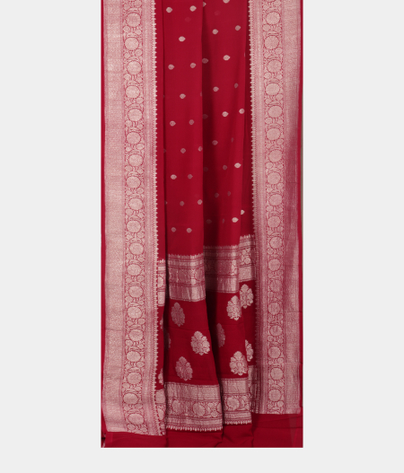 Pinkish Red Georgette Silk Saree T2224342