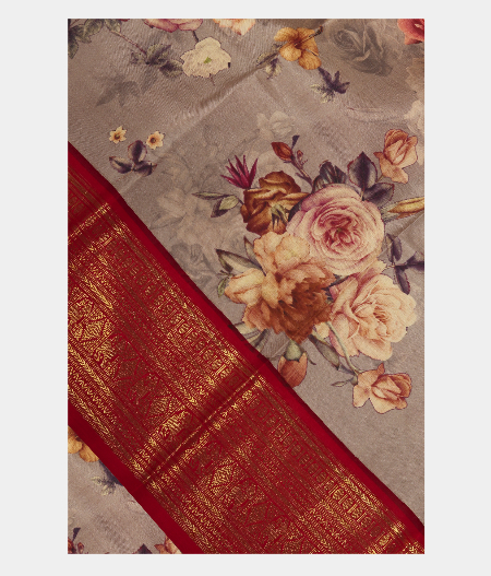 Light Grey Printed Kanjivaram Silk Dupatta T228878-image
