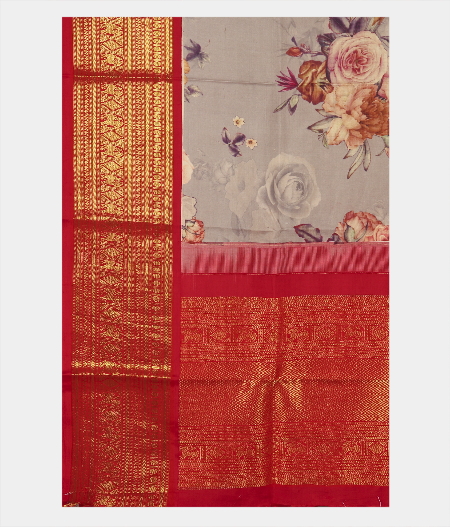 Light Grey  Printed Kanjivaram Silk Dupatta T2288783