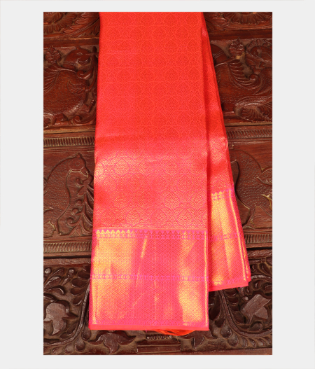Pinkish Orange Handwoven Kanjivaram Silk Saree T231763-image