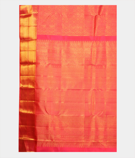 Pinkish Orange Handwoven Kanjivaram Silk Saree T2317634