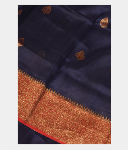 Dark Blue Banaras Organza Saree T222820-image