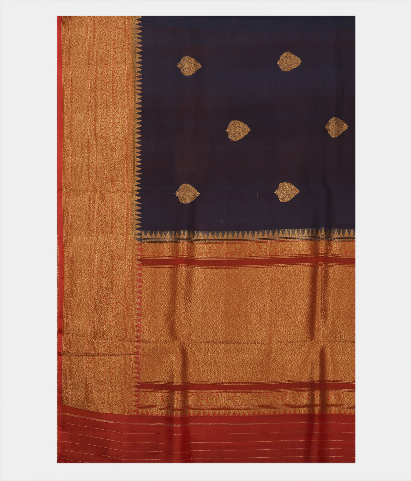 Dark Blue Banaras Organza Saree T2228204