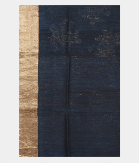 Dark Blue Tussar Printed Saree T2104903