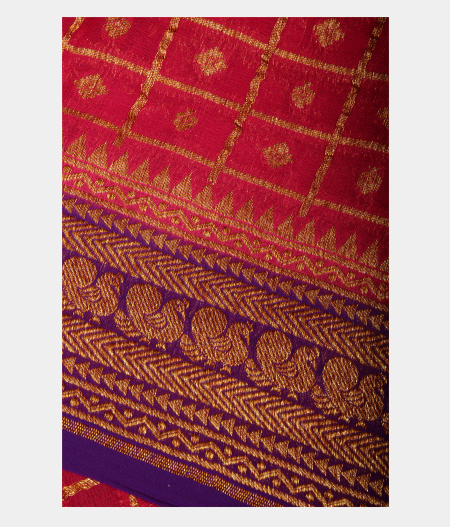 Magenta Banarasi Georgette Silk Saree T2342323