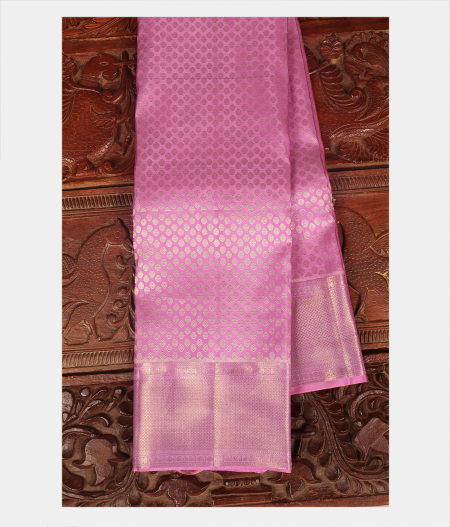 Pinkish Lavender Handwoven Kanjivaram Silk Saree T231119-image