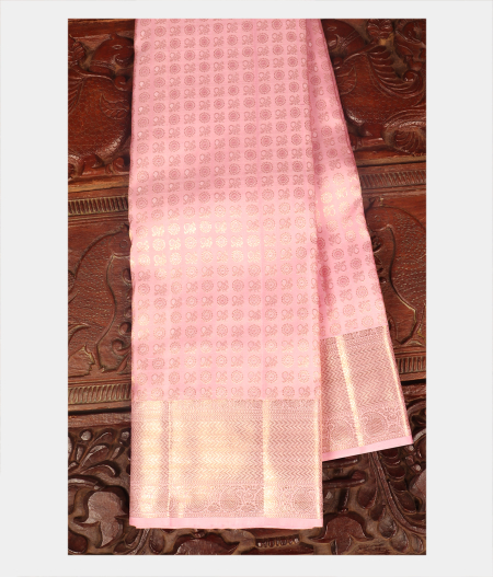 Light Pink Handwoven Kanjivaram Silk Saree T231707-image