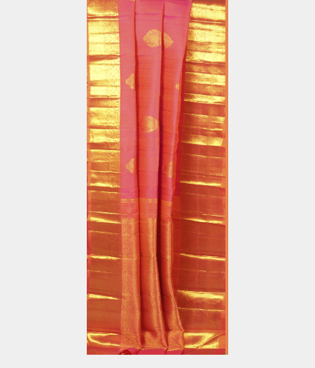 Pinkish Orange Handwoven Kanjivaram Silk Saree T2306402