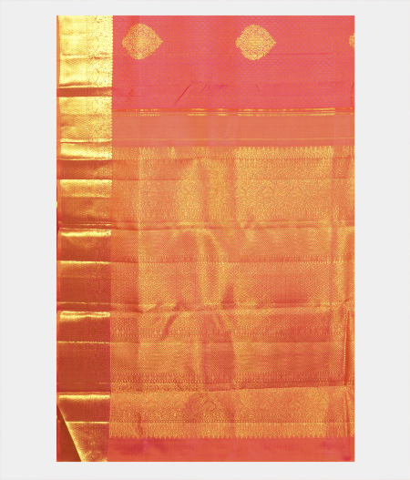 Pinkish Orange Handwoven Kanjivaram Silk Saree T2306404