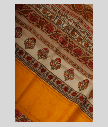 Beige Printed Kanjivaram Silk Saree T183494-image