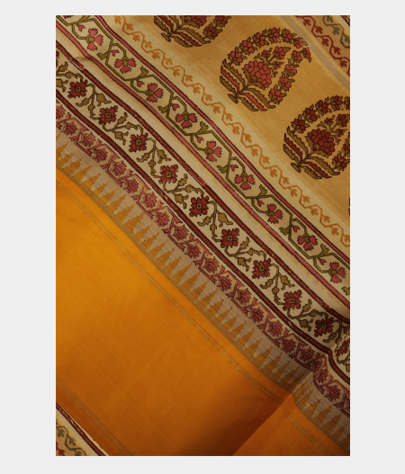 Beige Printed Kanjivaram Silk Saree T189645-image