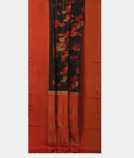 Black printed kanjivaram saree T1578522