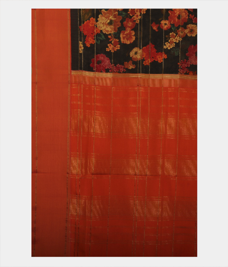 Black printed kanjivaram saree T1578524