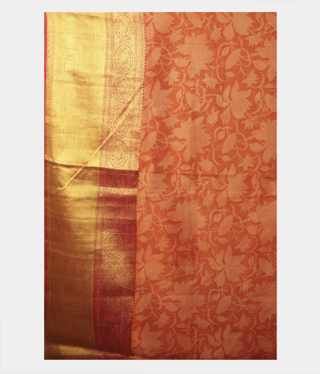 Beige Hand Printed Kanjivaram Silk Saree T673533