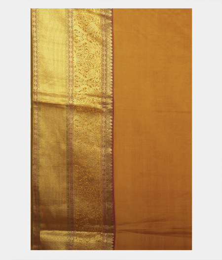 Beige Hand Printed Kanjivaram Silk Saree T1393553