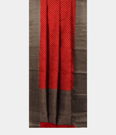 Red Tussar Printed Saree T2104932