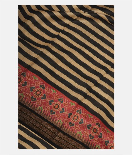 Black and Beige Vidarbha Tussar Saree T234164-image
