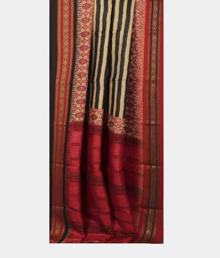 Black and Beige Vidarbha Tussar Saree T2341692