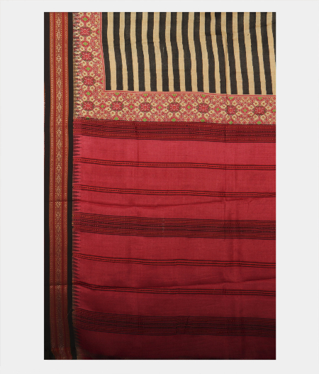 Black and Beige Vidarbha Tussar Saree T2341694